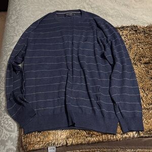 Nautica Men's Blue Striped Crewneck Sweater